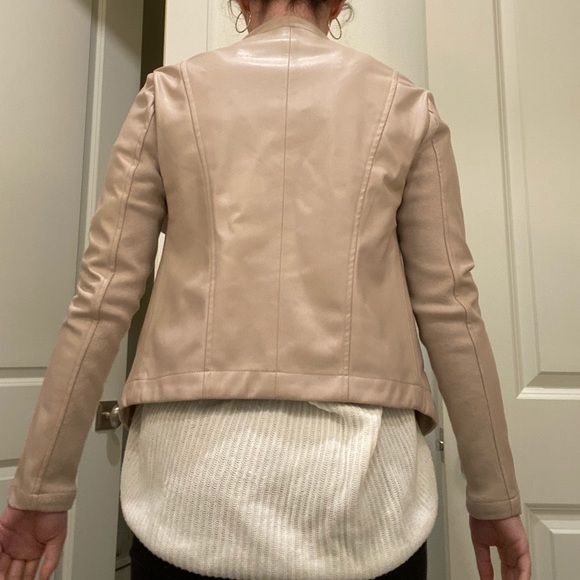 Cream Leather Jacket - Picture 6 of 7